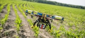 Flying Drone over field